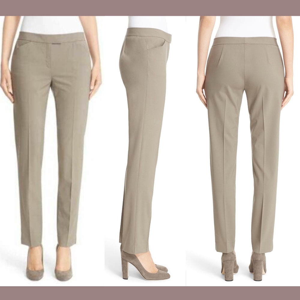 Nwt $238 Lafayette 148 Irving Stretch Wool Pants In Cobblestone [Sz 2 ]